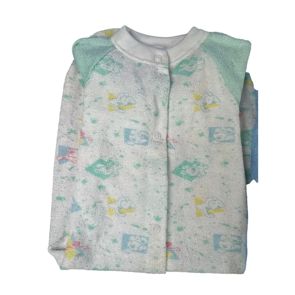 Vintage Baby Sleeper Pajamas Terry Cloth Retro Nursery‎ Decor Boy Bundle Romper
